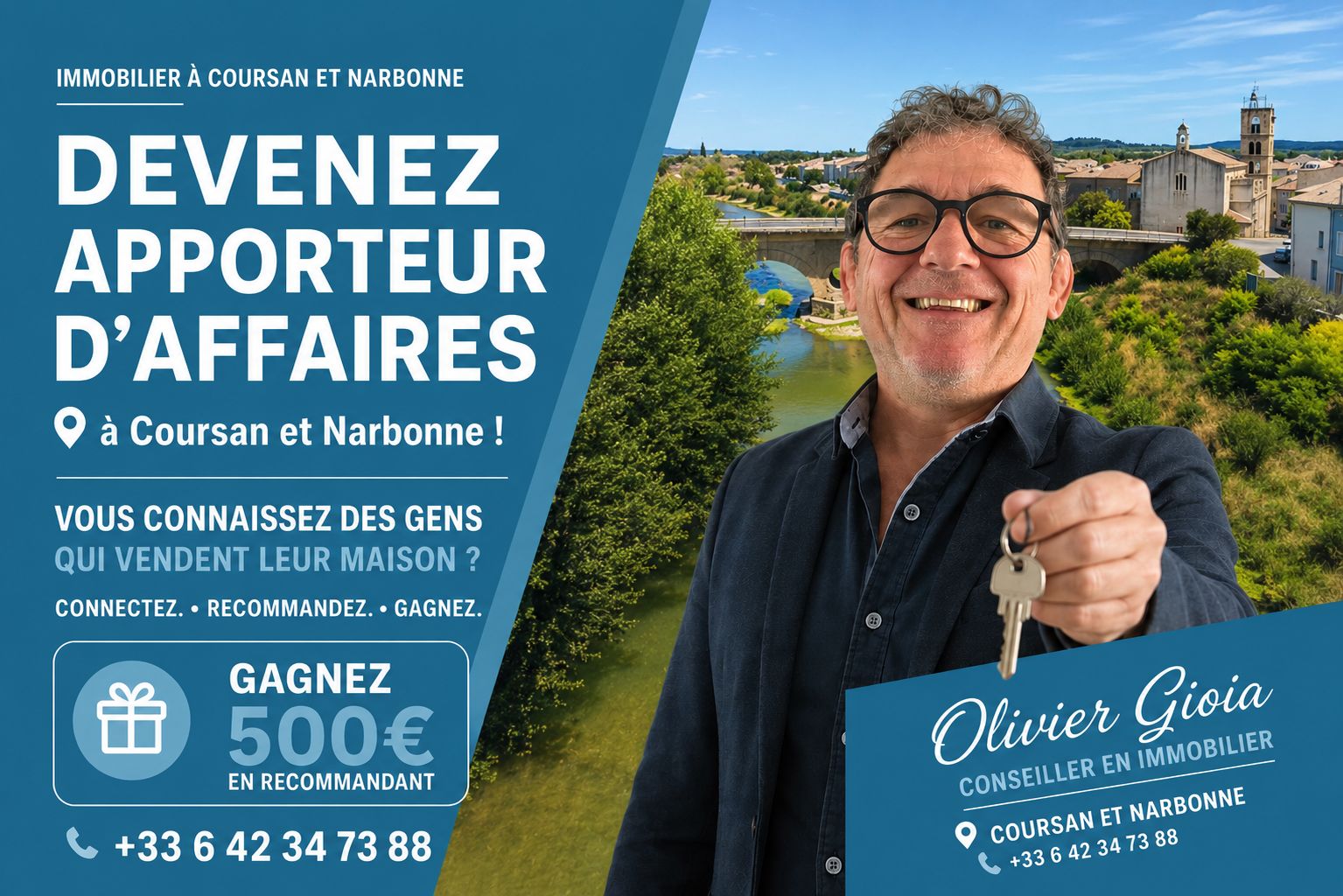 Devenez apporteur d'affaires à Coursan et Narbonne avec Olivier Gioia